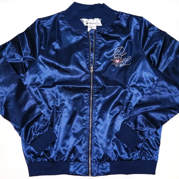 Disney Cruise Line Blue Satin Women Bomber Jacket - Picture 1 of 3